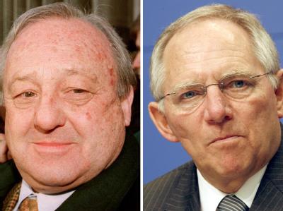 Bundesfinanzminister Wolfgang Schäuble (r.) muss wahrscheinlich nicht als Zeuge im Prozess gegen den Waffenlobbyisten Karlheinz Schreiber aussagen. Schreiber und Schäuble