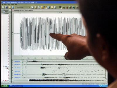 Seismographen-Messkurve des schweren Seebebens vor der indonesischen Küste 2006. (Archivbild) Erdbebenstärke