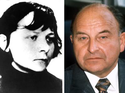 Die ehemalige Terroristin Verena Becker auf einem Fahndungsfoto und Generalbundesanwalt Siegfried Buback im September 1976 in Bonn. Becker und Buback