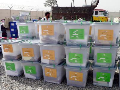 Wahlurnen in der Provinzhauptstadt Kandahar. Wahlurnen