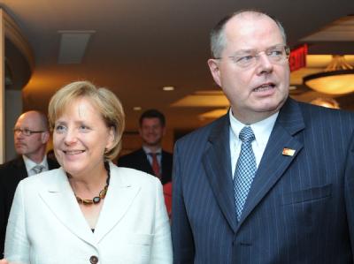 Letzte gemeinsame Dienstreise? Angela Merkel und Peer Steinbrück in Pittsburgh. Merkel und Steinbrück