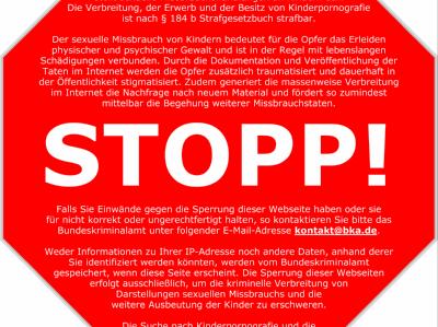 Stopp für die Stopp-Schilder: Die Regierung will zukünftig kinderpornographische Seiten löschen und nicht nur sperren. Stopp-Schilder für Kinderpornos im Internet