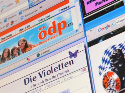 Webseiten der kleinen Parteien auf einem Computermonitor. (Symbolbild) Kleinparteien