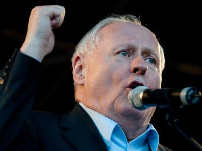Oskar Lafontaine in Stuttgart bei einer Wahlkampfveranstaltung der Linkspartei (Foto vom 22.3.2011). Oskar Lafontaine