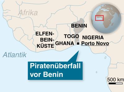 Vor der Küste des westafrikanischen Staates Benin ist ein deutscher Öl-Tanker überfallen worden. Piratenüberfall vor Benin