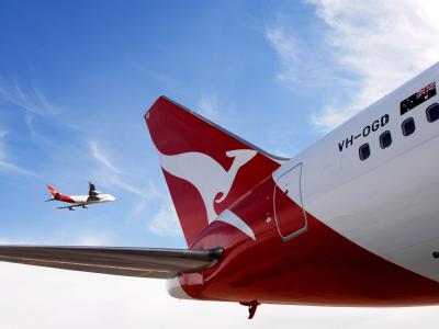 Qantas-Boeing 767 in Sydney, Australien. Qantas