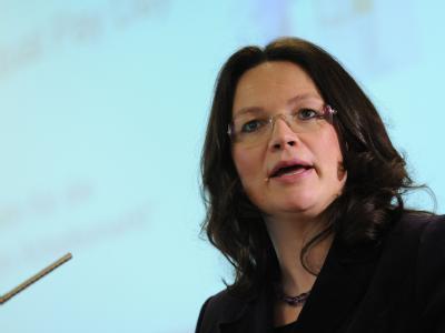 Fordert Neuwahlen in Hamburg: SPD-Generalsekretärin Andrea Nahles. (Archivbild) SPD-Generalsekretärin Andrea Nahles
