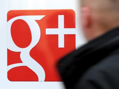 Das Logo des Sozialen Netzwerks Google+, das allerdings noch deutlich kleiner ist als Facebook. Foto: Peter Steffen Google+