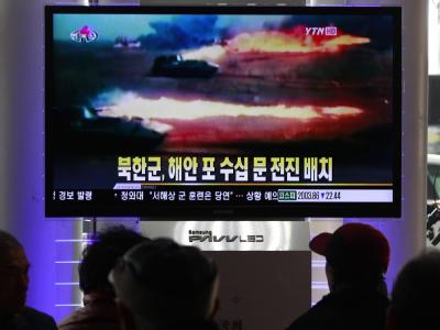 Bereits vor einigen Tagen hat das südkoreanische Militär an der umstrittenen Grenze nahe der umstrittenen Grenze zu Nordkorea Schießübungen durchgeführt. Südkorea - Schießübungen