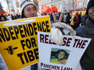 Proteste von Tibet-Aktivisten überschatten den Besuch des künftigen chinesischen Führers Xi Jinping in den USA. Foto: Tannen Maury / Archiv Pro-Tibet-Demonstration