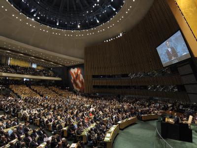 Barack Obama vor dem UN-Plenum. UN-Vollversammlung