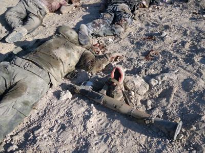 Tote syrische Rebellen. Foto: Sana/Archiv Tote syrische Rebellen