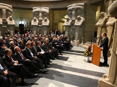 Momentaufnahme vom Festakt im Völkerschlachtdenkmal in Leipzig. Foto: Jan Woitas Festakt