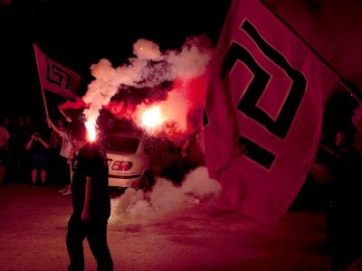 Die griechische Neonazi-Partei Goldene Morgenröte sieht sich als Opfer politischer Verfolgung. Foto: Str Rechtsextreme in Athen