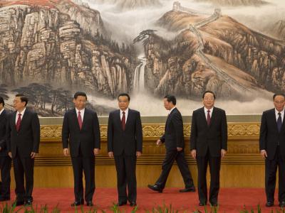 Neue Mitglieder des chinesischen Politbüros stellen sich in Peking vor. Foto: Adrian Bradshaw Politbüro