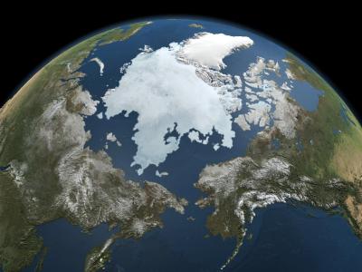 Eine Illustration der Nasa zeigt die Eisausdehnung in der Arktis. Foto: NASA Goddard's Scientific Visualization Studio Eisausdehnung in der Arktis