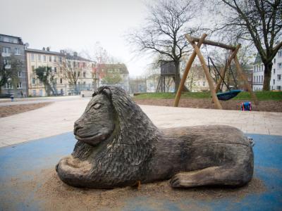 Der Spielplatz in Hamburg-Harburg, von dem das kleine Mädchen entführt wurde. Foto: Pauline Willrodt Spielplatz