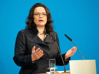 SPD-Generalsekretärin Andrea Nahles hat weiter erhebliche Vorbehalte gegen die von der CSU geforderte Pkw-Maut. Foto: Maurizio Gambarini Andrea Nahles