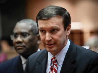 Senator Murphy (r) und US-Congressman Meeks besuchten die EU-Kommission. Foto: Olivier Hoslet US-Delegation