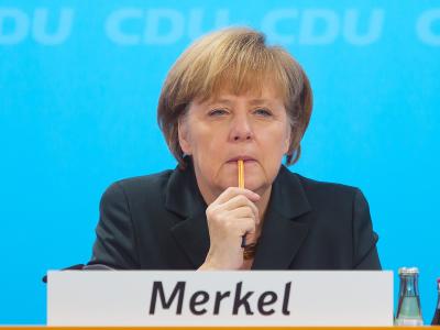 165 Delegierte der CDU sagen Ja zur großen Koalition, zwei enthalten sich: Eine erneute Machtdemonstration für Merkel. Foto: Hannibal CDU-Chefin Merkel
