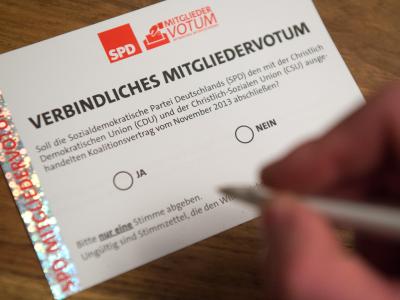 Das Ergebnis des SPD-Mitgliedervotums soll am 14.12. vorliegen. Foto: Maurizio Gambarini SPD-Mitgliedervotum