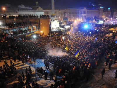 Der Maidan wird rund um die Uhr belagert. Foto: Str Maidan