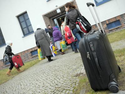 Flüchtlinge beziehen die Oderland Kaserne in Frankfurt/Oder. Foto: Oliver Mehlis Flüchtlinge