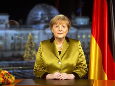 Bundeskanzlerin Angela Merkel während ihrer Neujahrsansprache im Bundeskanzleramt in Berlin. Foto: David Gannon Neujahrsansprache Merkel