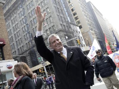 New Yorks neuer Bürgermeister de Blasio tritt sein Amt an. Foto Andrew Gombert Foto: Andrew Gombert New Yorks neuer Bürgermeister