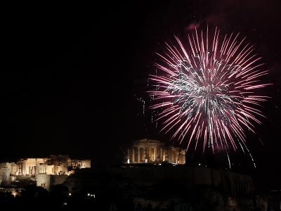 Silvester in Athen: Griechenland hat die EU-Ratspräsidentschaft übernommen. Foto: Alkis Konstantinidis Silvester in Athen