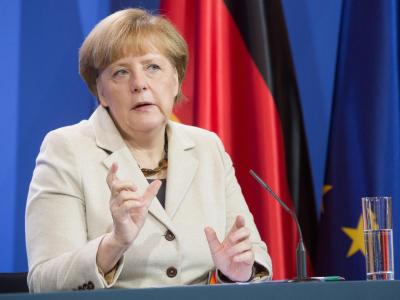 Bundeskanzlerin Merkel spricht während der Klausurtagung des Bundeskabinetts in Meseberg. Foto: Maurizio Gambarini Merkel in Meseberg