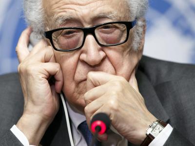 Ernste Miene: UN-Vermittler Brahimi in Genf. Foto: Salvatore di Nolfi Brahimi