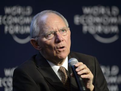 Finanzminister Schäuble am Freitag während des Weltwirtschaftsforums in Davos. Foto: Laurent Gillieron Schäuble