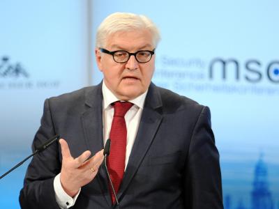 Bundesaußenminister Frank Walter Steinmeier spricht auf der 50. Sicherheitskonferenz in München. Foto: Andreas Gebert Frank Walter Steinmeier