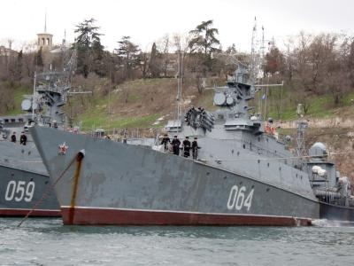 Schiff der russischen Schwarzmeerflotte in Sewastopol auf der ukrainischen Halbinsel Krim. Foto: Ulf Mauder/Archiv Zankapfel Krim