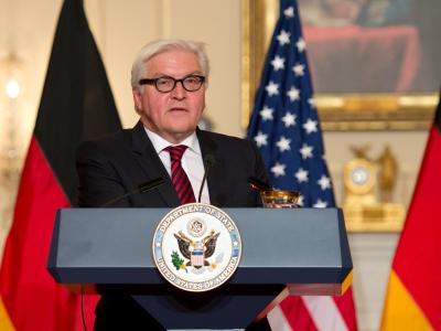 Bundesaußenminister Frank-Walter Steinmeier im US-Außenministerium in Washington. Foto: Arno Burgi Steinmeier in Washington