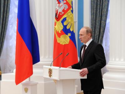 Präsident Putin hat die Gesetze zum Beitritt der Krim und der Stadt Sewastopol zur Russischen Föderation unterzeichnet. Foto: Mikhail Klimentyev / Ria Novosti Putin