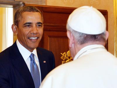 Das Treffen im Vatikan ist die erste persönliche Begegnung von Papst Franziskus und Barack Obama. Foto: Gabriel Bouys Erstes Treffen