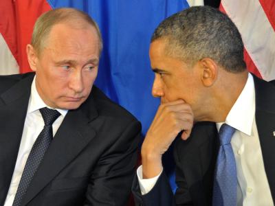 Im Telefonkontakt: Wladimir Putin und Barack Obama. Foto: Alexei Nikolsky / Ria Novosti / Archiv Putin und Obama