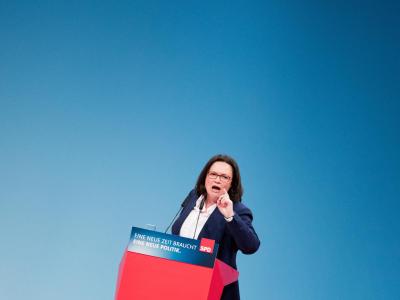 Die SPD-Fraktionsvorsitzende Andrea Nahles. Foto: Rolf Vennenbernd/Archiv Andrea Nahles
