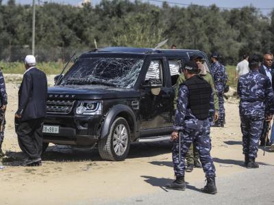 Hamdallah wurde nicht verletzt. Foto: Wissam Nassar Beschädigtes Fahrzeug