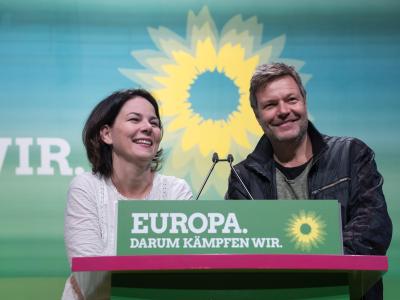 Annalena Baerbock und Robert Habeck, die Bundesvorsitzenden von Bündnis 90/Die Grünen, in Leipzig. Grünen-Spitze