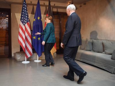 Bundeskanzlerin Angela Merkel während der Münchner Sicherheitskonferenz 2017. Merkel und Pence