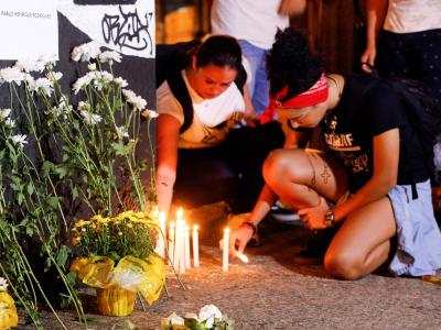Kerzen werden in Gedenken an die Opfer des Amoklaufs vor der Schule in Suzano angezündet. Gedenken