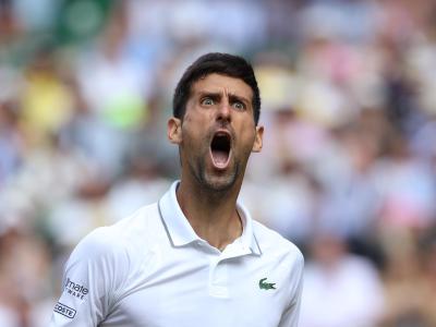 Zieht mit einem triumphierenden Schrei ins Finale von Wimbledon ein: Novak Djokovic. Titelverteidiger