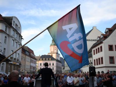Björn Höcke vergangene Woche bei einer Wahlkampfveranstaltung im sächsischen Döbeln. AfD-Wahlkampf