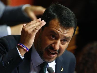 Matteo Salvini, Innenminister und Vize-Premier von Italien, hält seine Erklärung in der Abgeordnetenkammer. Salvini