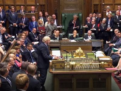 Boris Johnson während der Fragerunde im britischen Parlament. House of Commons