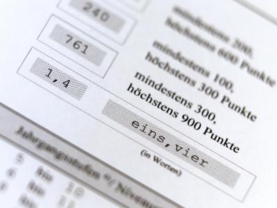 Ein Anbitureugnis mit der Durchschnittsnote 1,4. Abiturzeugnis