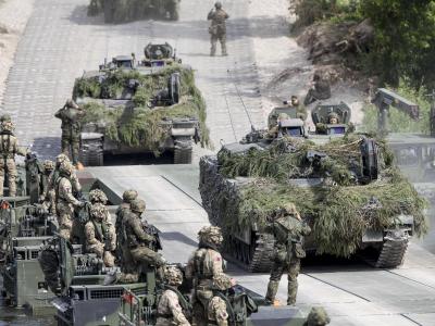 Nato-Truppen bei einem Manöver Litauen. Nato-Truppen in Litauen